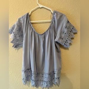 Iris brand blue blouse with lace detail size 1X